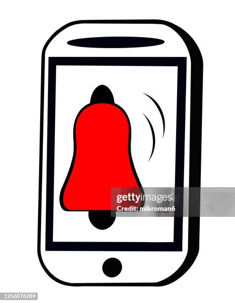 ringing ringtone on the phone screen, you have a new notification - bell telephone company stock pictures, royalty-free photos & images