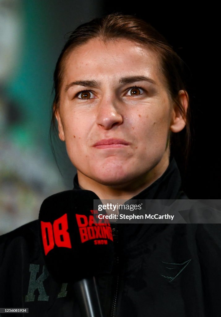 Dublin , Ireland - 19 May 2023; Katie Taylor during weigh-ins, at