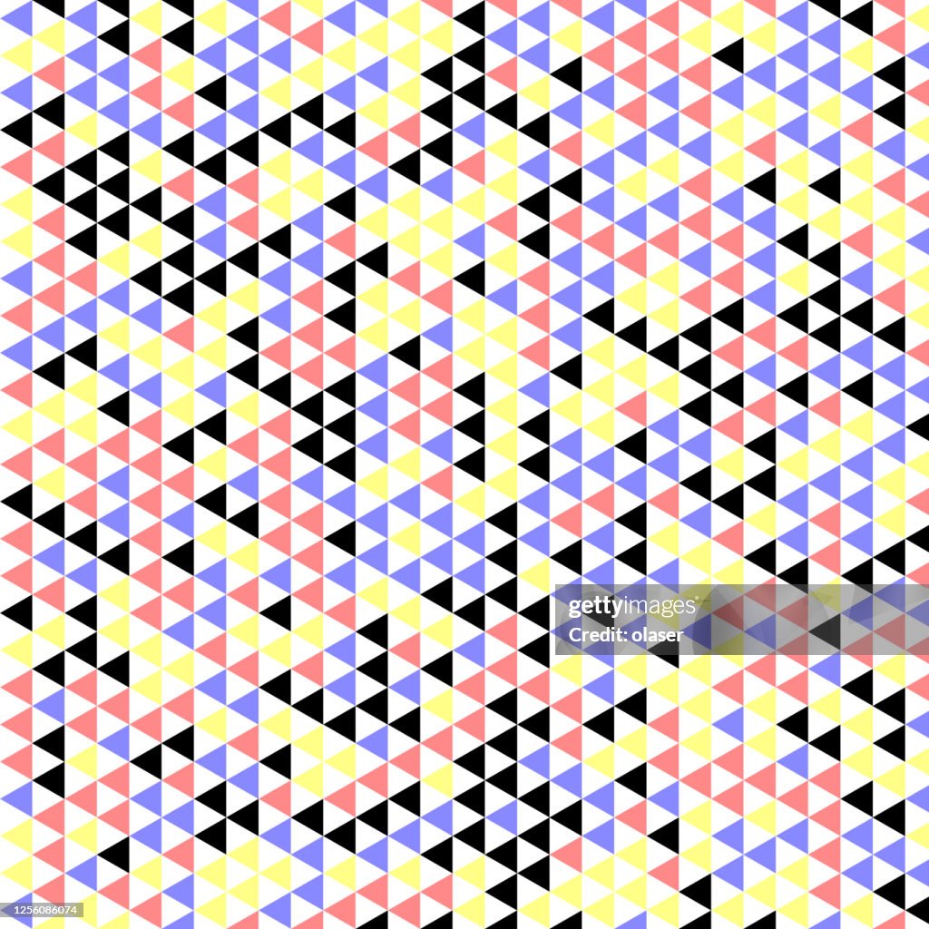 Scattered equilateral triangles equally sided, repeatable pattern background illustration.
