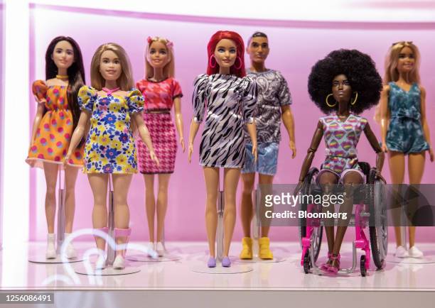 Barbie diversity display at the World Of Barbie in Santa Monica, California, US, on Thursday, May 18, 2023. The experience features life-sized...