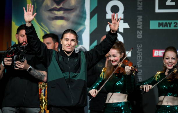 Dublin , Ireland - 19 May 2023; Katie Taylor during weigh-ins, at Mansion House in Dublin, ahead of her undisputed super lightweight championship...