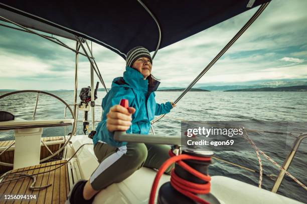 woman on the sailing yacht - sailor stock pictures, royalty-free photos & images