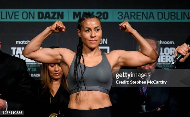 Dublin , Ireland - 19 May 2023; Cecilia Braekhus during weigh-ins, at Mansion House in Dublin, ahead of her WBA world super-welterweight title fight...