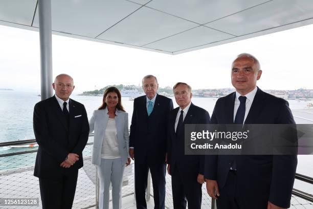 Turkish President Recep Tayyip Erdogan , Eczacibasi Holding Chairperson Bulent Eczacibasi , Oya Eczacibasi , Chair of the Istanbul Museum of Modern...