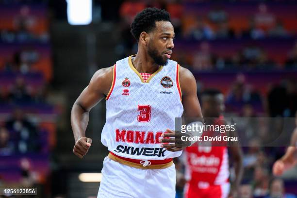 Jordan Loyd, #3 of AS Monaco in action during Turkish Airlines EuroLeague Final Four Kaunas 2023 Semi Final A match between Olympiacos Piraeus and AS...
