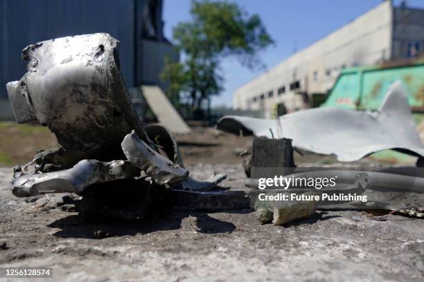 The fragments of a Russian missile are seen on the premises of an industrial enterprise, Odesa, southern Ukraine. As reported, Russian troops...