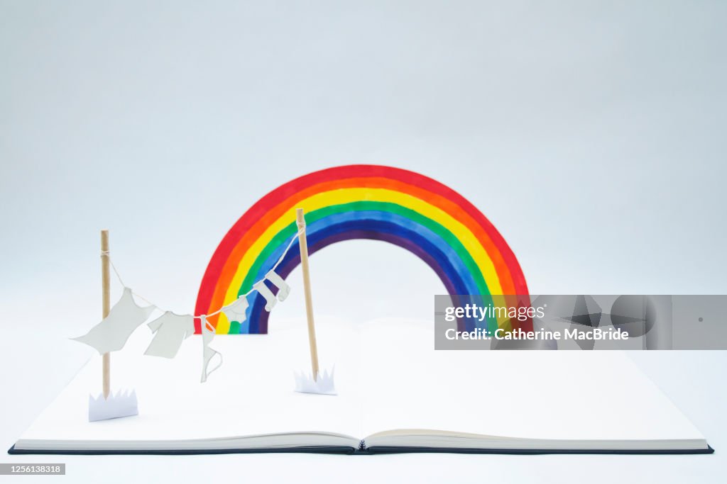 The Washing Line with Rainbow, a pop up book