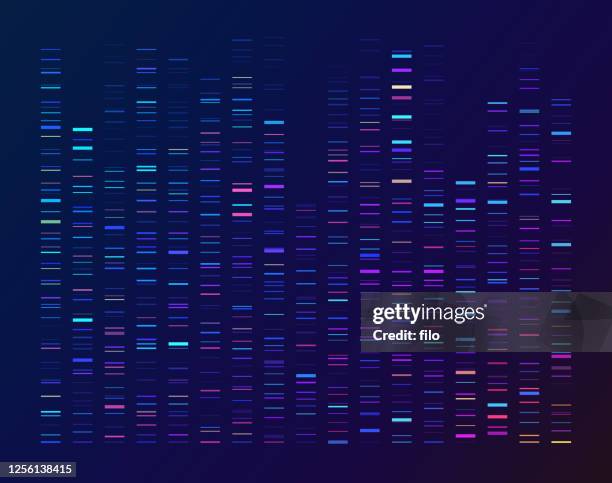 dna-sequenzierung sequencing data processing genetische genomanalyse - daten stock-grafiken, -clipart, -cartoons und -symbole