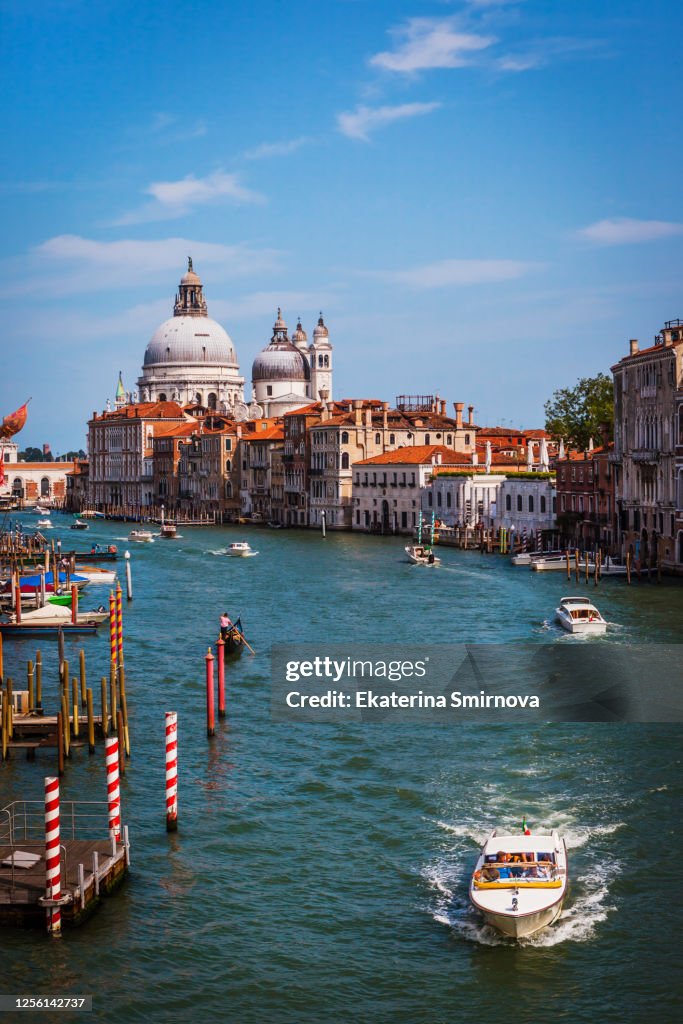 View of Grand Canal and Basilica Santa Maria della Salute in Venice, Italy