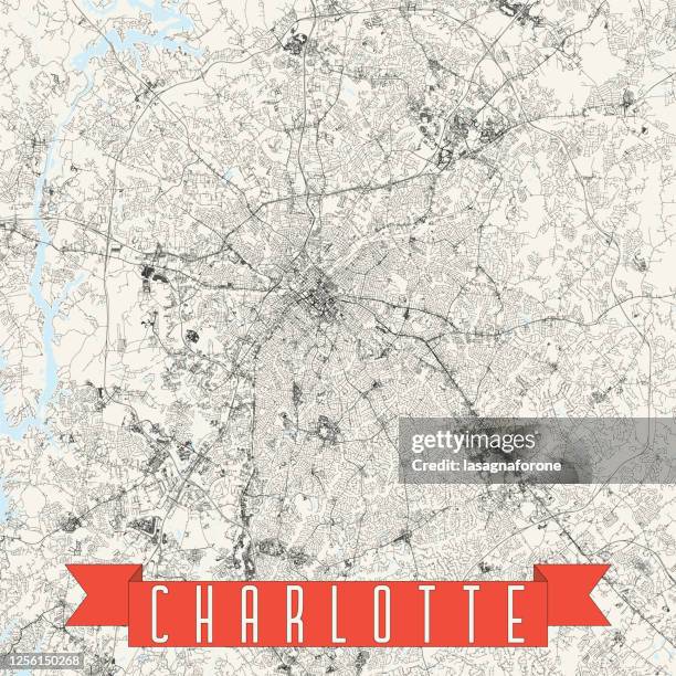 charlotte, north carolina vector map - state capitol building stock illustrations