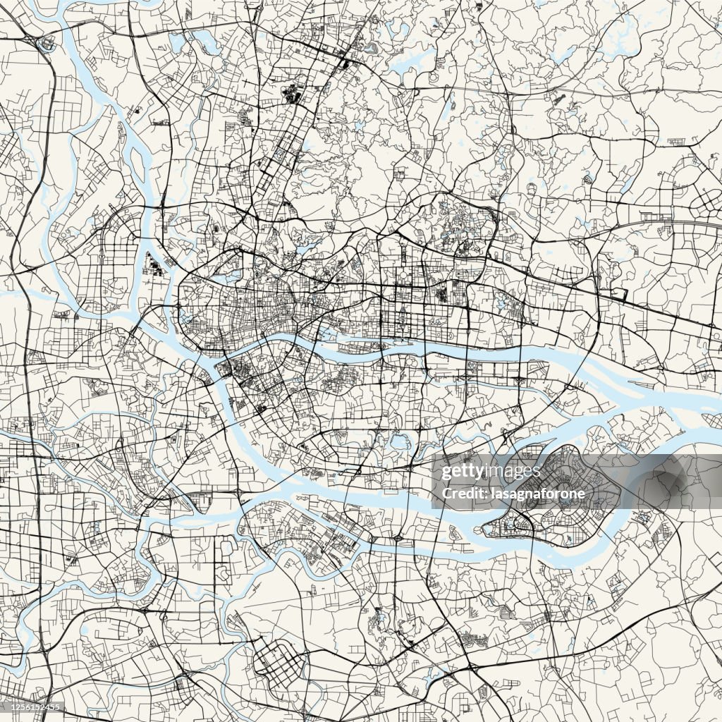 Guangzhou, China Vector Map