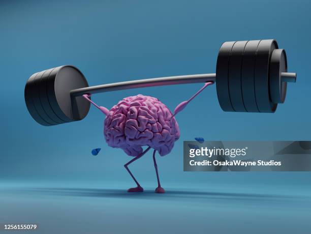 weightlifting brain - brain cartoon stock pictures, royalty-free photos & images