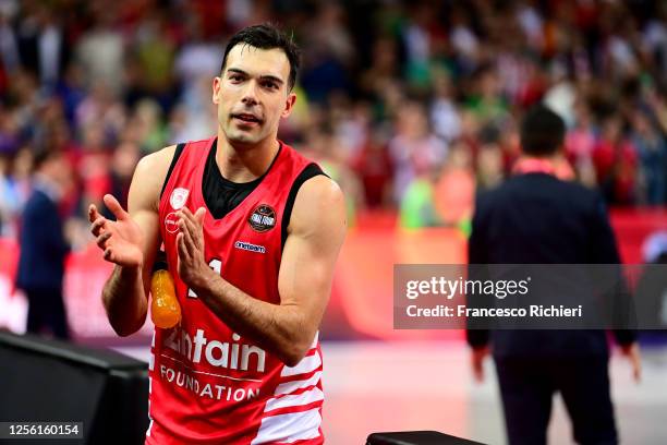 Kostas Sloukas, #11 of Olympiacos Piraeus after Turkish Airlines EuroLeague Final Four Kaunas 2023 Semi Final A match between Olympiacos Piraeus and...