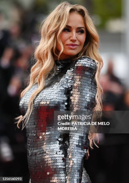 Slovak model Adriana Karembeu arrives for the screening of the film "The Zone Of Interest" during the 76th edition of the Cannes Film Festival in...