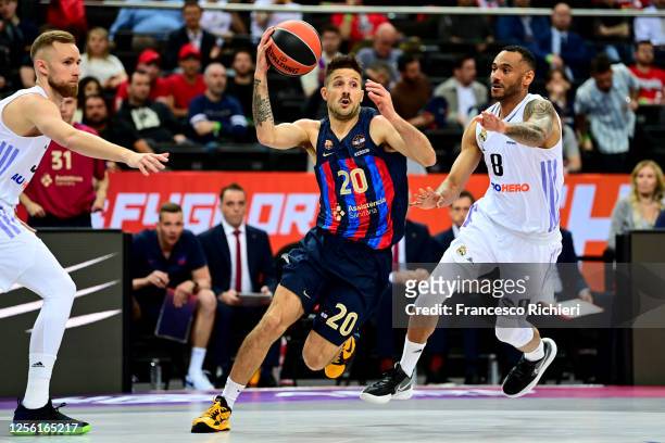 Nicolas Laprovittola, #20 of FC Barcelona in action during Turkish Airlines EuroLeague Final Four Kaunas 2023 Semi Final B match between FC Barcelona...