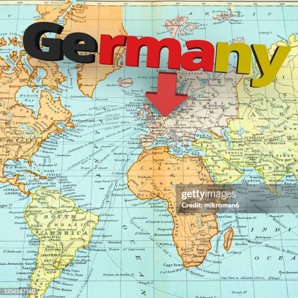 arrow showing the country of germany on the map, 3d concept - border crossing point stock pictures, royalty-free photos & images