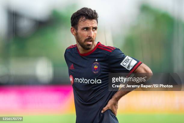 Jonathan Bornstein of the Chicago Fire looks on during a game between Seattle Sounders FC and Chicago Fire at Wide World of Sports on July 14, 2020...