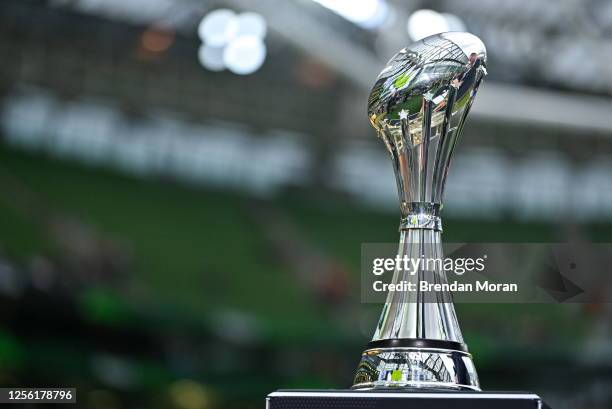 Dublin , Ireland - 19 May 2023; A general view of the Challenge Cup trophy before the EPCR Challenge Cup Final match between Glasgow Warriors and RC...