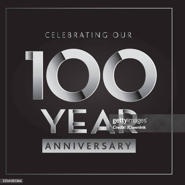 silber 100. jahrestag feier label designs - centennial 100 celebration stock-grafiken, -clipart, -cartoons und -symbole