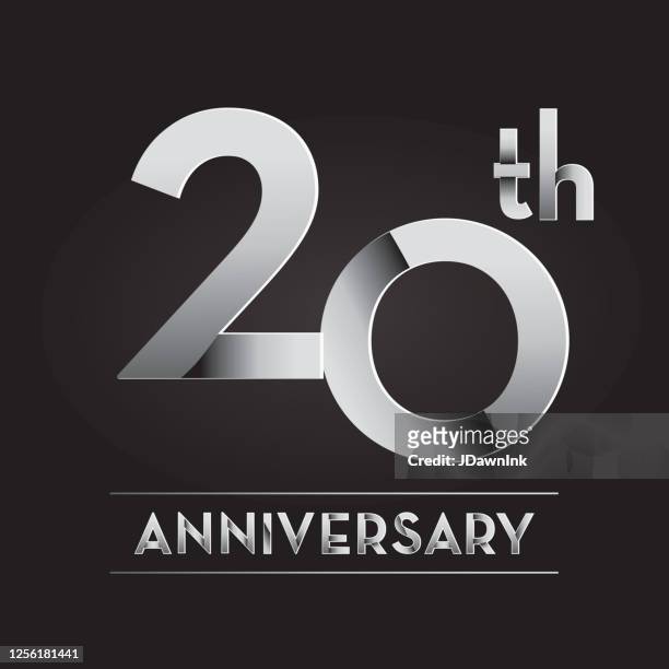 stockillustraties, clipart, cartoons en iconen met zilveren 20ste verjaardag viering label ontwerpen - 20th anniversary of first online sale