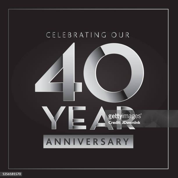 ilustraciones, imágenes clip art, dibujos animados e iconos de stock de diseños de etiquetas de celebración del 40 aniversario de silver - 40th anniversary