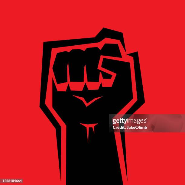 raised fist - red revolution stock illustrations