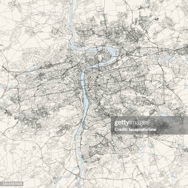 prague, czech republic vector map - charles bridge stock illustrations