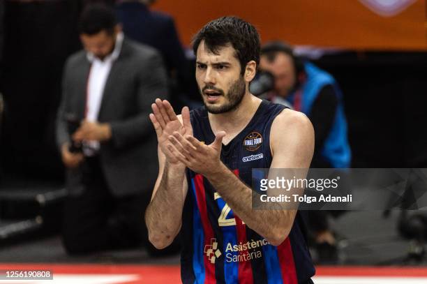 Alex Abrines, #21 of FC Barcelona reacts during Turkish Airlines EuroLeague Final Four Kaunas 2023 Semi Final B match between FC Barcelona and Real...