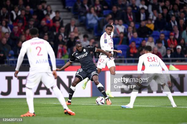 Youssouf FOFANA - 47 JEFFINHO during the Ligue 1 Uber Eats match between Lyon and Monaco May 19, 2023 at Groupama Stadium in Lyon, France.
