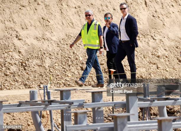 California Governor Gavin Newsom , former Mayor Antonio Villaraigosa , and Jim Shandalov, Vice President at NextEra Energy Resources walk along the...