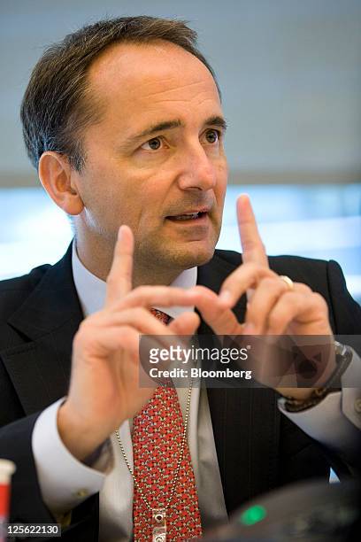 Jim Hagemann Snabe, co-chief executive officer of SAP AG, speaks during an interview in New York, U.S., on Monday, Sept. 19, 2011. SAP AG is the...