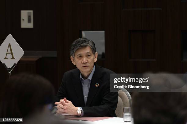 Seiichi Nagatsuka, president and vice chairman of Japan Automobile Manufacturers Association Inc. , speaks during a JAMA event on sidelines of the...