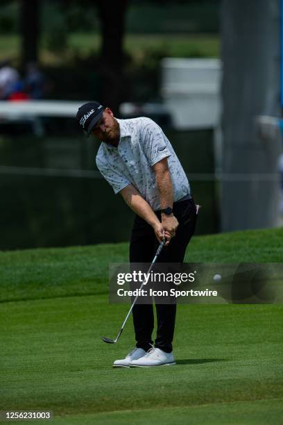 Taylor Bibbs of United States hits a chip shot on hole 16 during the second round of the AT&T Byron Nelson at TPC Craig Ranch on May 12, 2023 in...