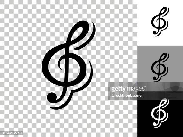 music icon on checkerboard transparent background - treble clef stock illustrations