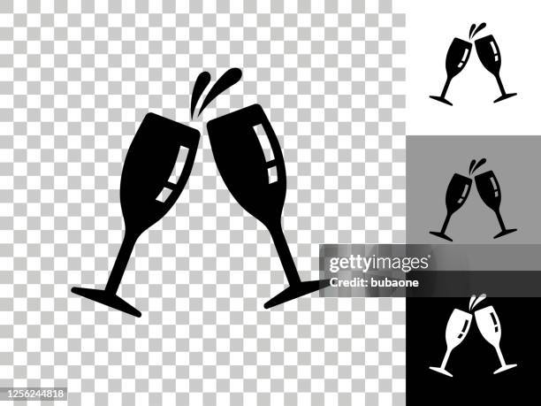 celebration drinks icon on checkerboard transparent background - champagne flute transparent background stock illustrations