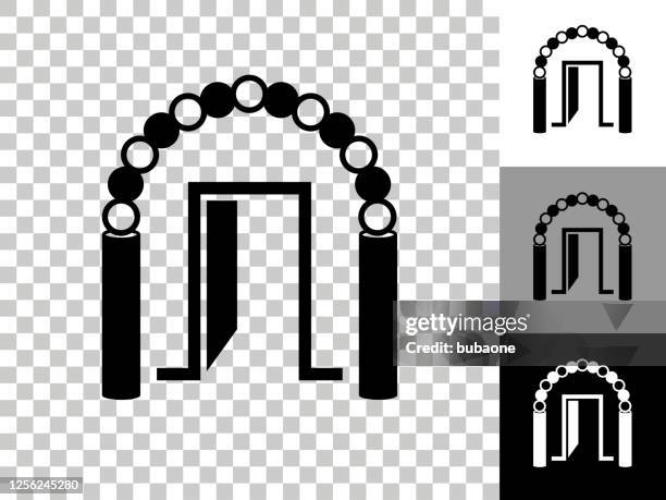 festive doors icon on checkerboard transparent background - multiple doors stock illustrations