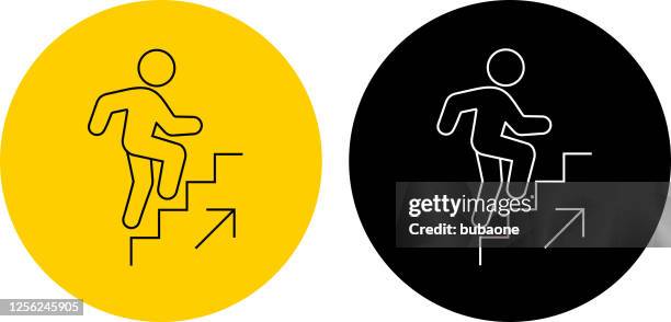 man going up the stairs icon - steps icon stock illustrations