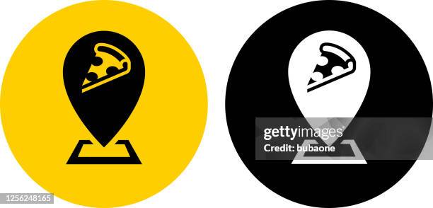 pizzeria map pointer icon - cheese selection stock illustrations