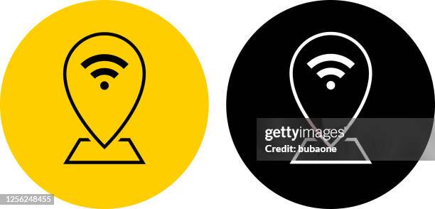 wifi hotspot internet connection map pointer icon - multi direction icon stock illustrations