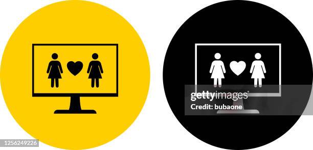 Computermonitor Met Online Datingpictogram, Stockfoto