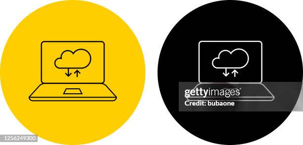 laptop computer with cloud computing icon - cloud computing white background stock illustrations