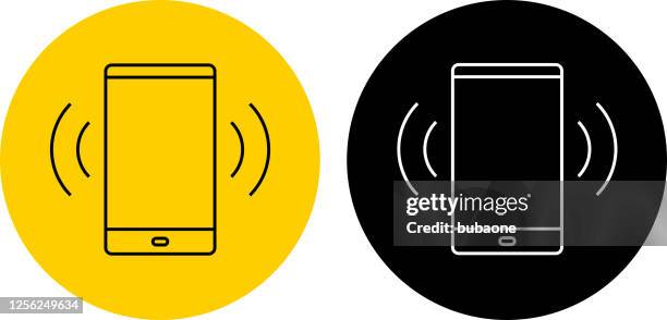 cell phone with wireless wave signal icon - bluetooth stock illustrations
