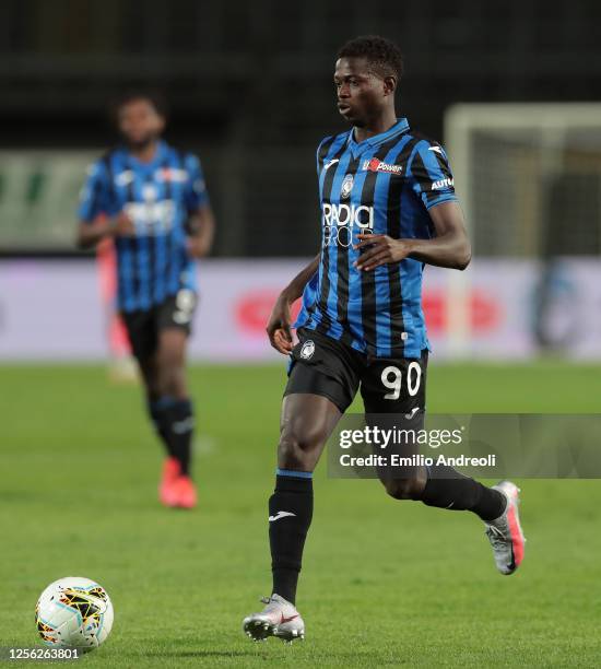 Ebrima Colley of Atalanta BC in action during the Serie A match between Atalanta BC and Brescia Calcio at Gewiss Stadium on July 14, 2020 in Bergamo,...