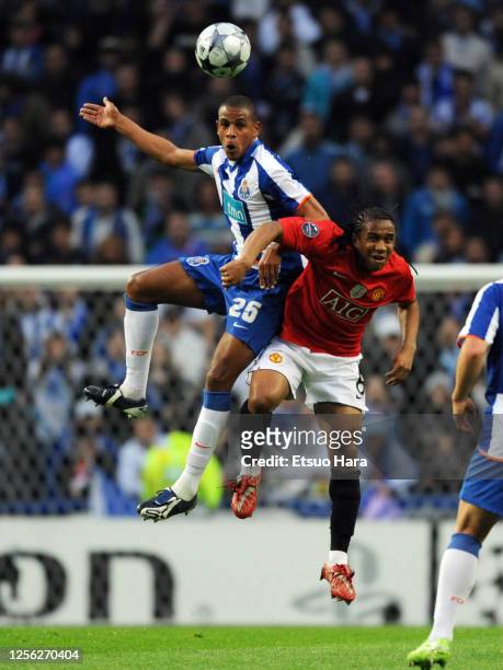 Fernando Reges of FC Porto and Anderson of Manchester United in action during the UEFA Champions League quarter final second leg match between FC...