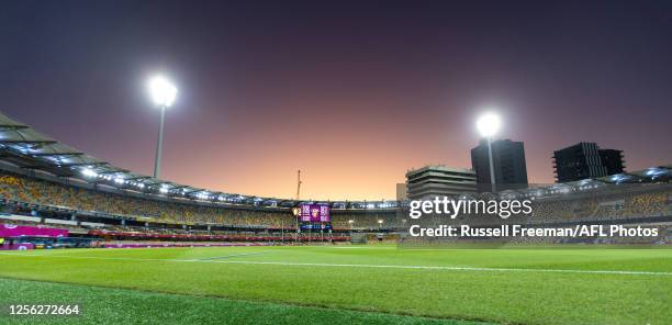 General view of the Gabba is seen during the 2023 AFL Round 10 match between the Brisbane Lions and the Gold Coast Suns at The Gabba on May 20, 2023...