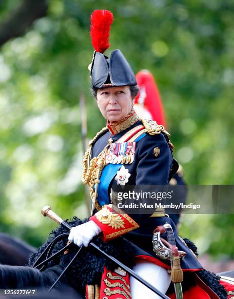 Princess Anne, Princess Royal rides down The Mall on horseback during the annual Trooping the Colour Parade on June 14, 2008 in London, England....