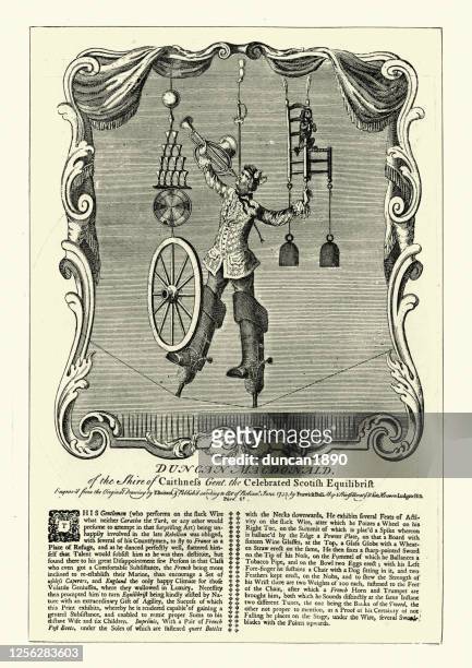 duncan macdonald, schottischer equilibrist, akrobat, seilwanderer, zirkuskünstler - standing on one leg stock-grafiken, -clipart, -cartoons und -symbole