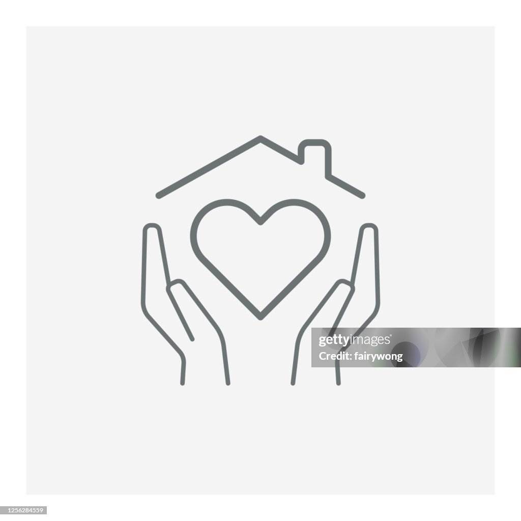 Stay Home Concept,home love heart icon