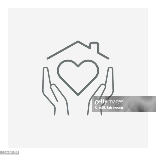 stay home concept,home love heart icon - medical logo stock illustrations