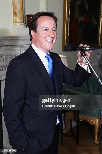 David Cameron speaks at a reception ahead of the Spirit Of London Awards to be held at The Royal Albert Hall on the 10th of October at 10 Downing...